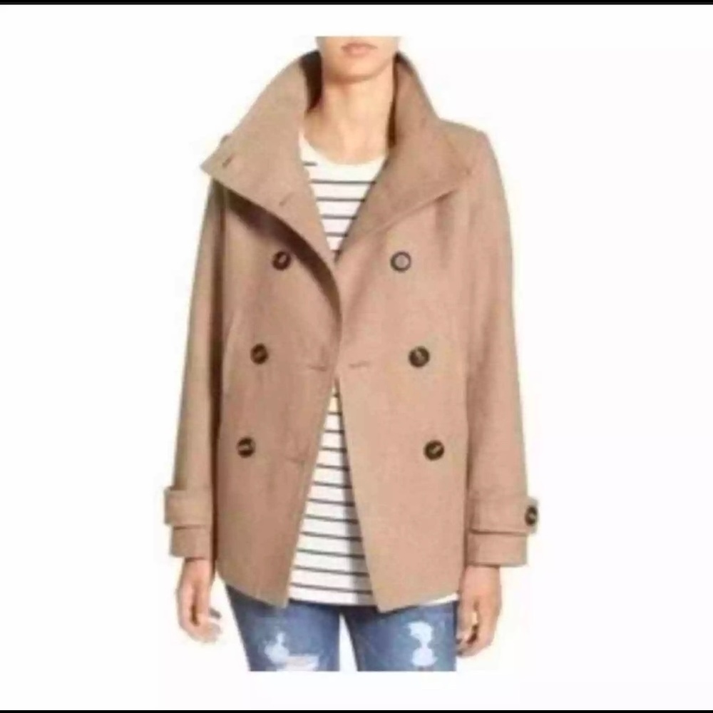 THREAD & SUPPLY Double Breasted Wool Blend Pea Coat XS